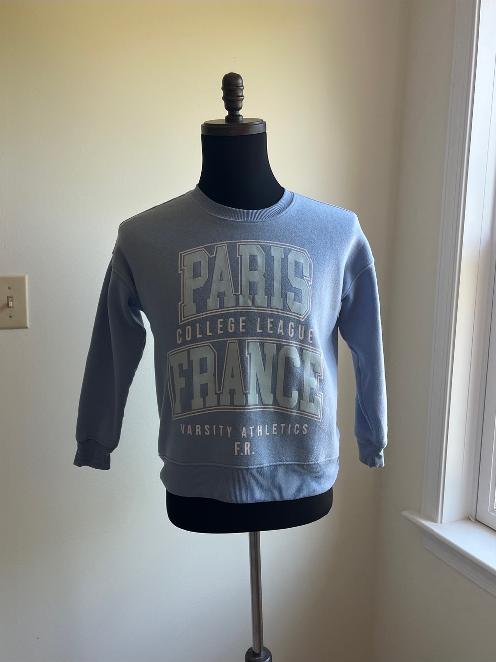 Kids Light Blue Paris France Graphic Crewneck Sweatshirt